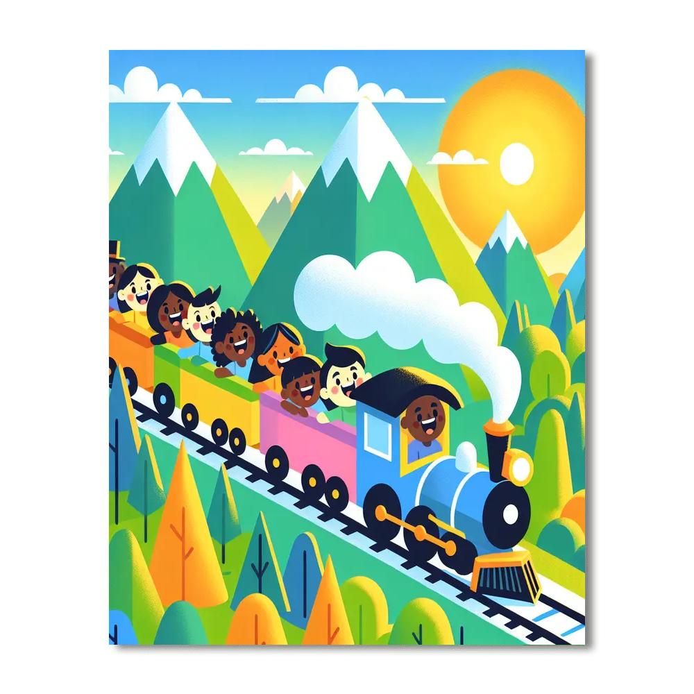 Happy Train Ride Paint By Numbers Art