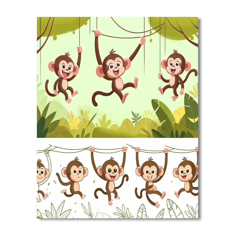 Mischievous Monkey Antics Painting By Numbers Kit