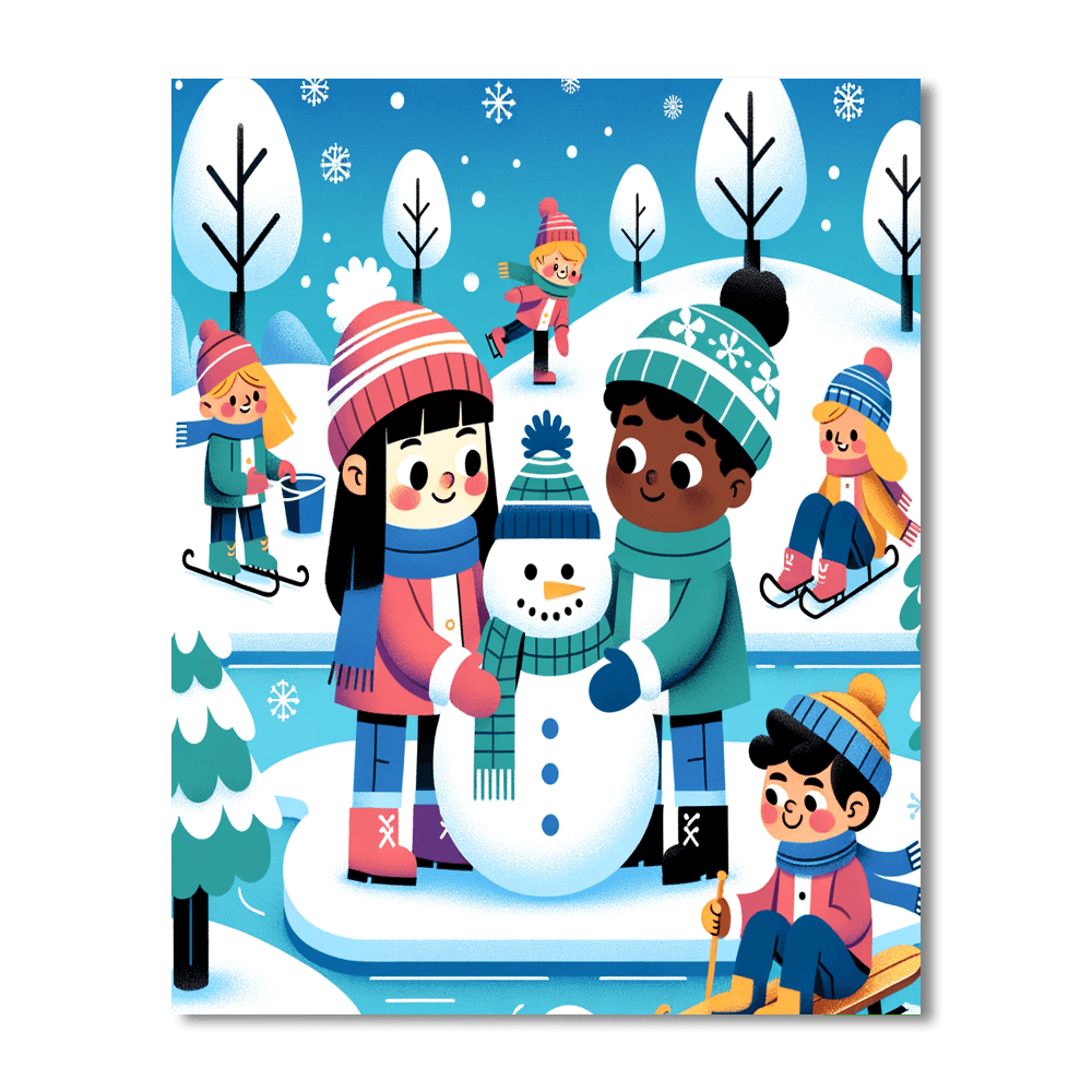 Playful Winter Wonderland Painting By Numbers Kit