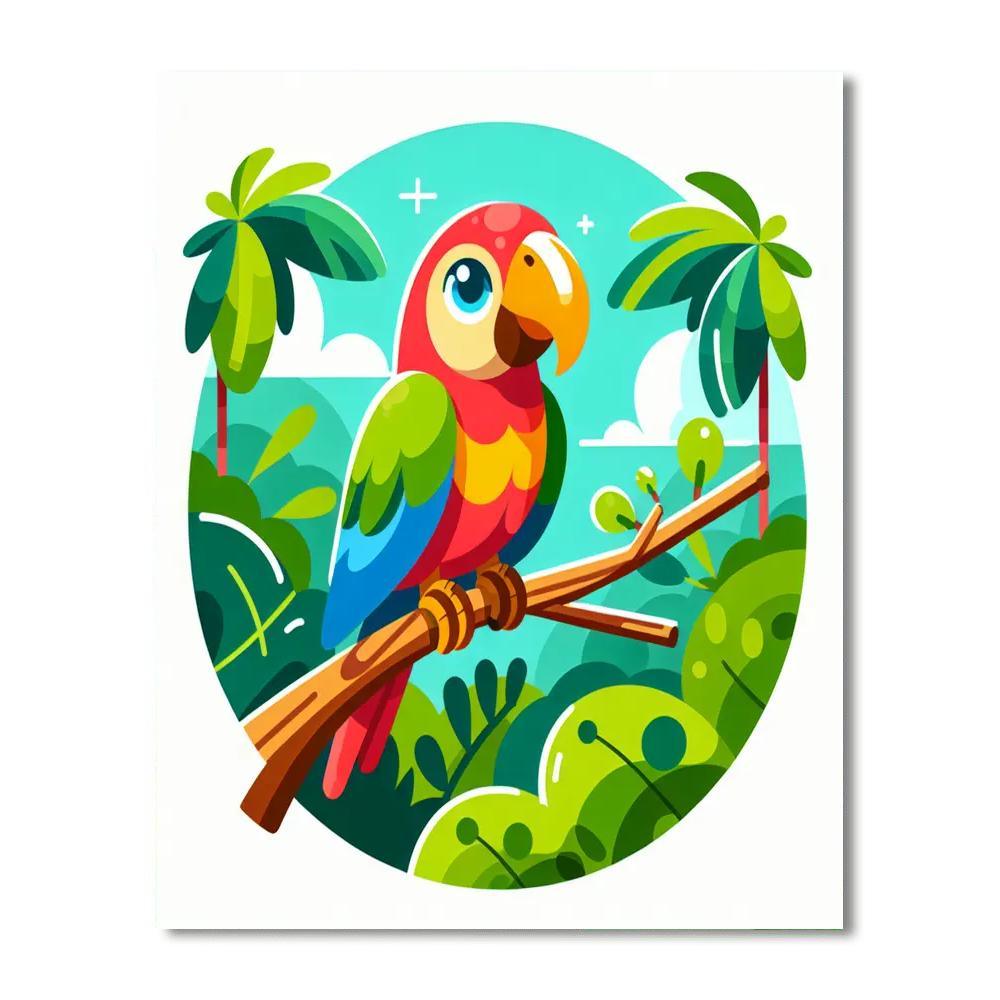 Jovial Parrot Perch Painting By Numbers Kit