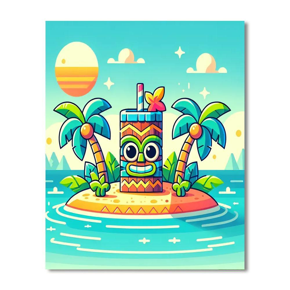 Island Tiki Paradise Painting Number Kit