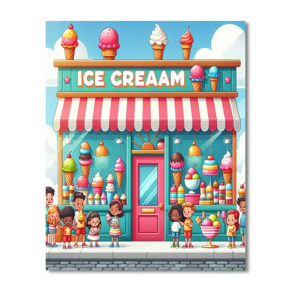 Lovely Ice Cream Wonderland Painting By Numbers Kit