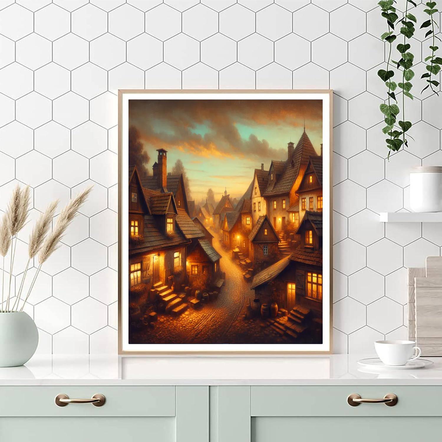 Charming Village Evening Paint By Numbers