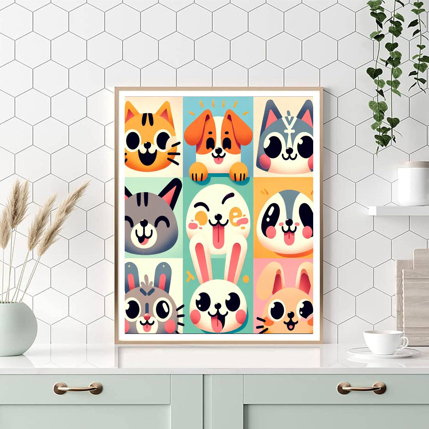 Funny Animal Faces Number Painting