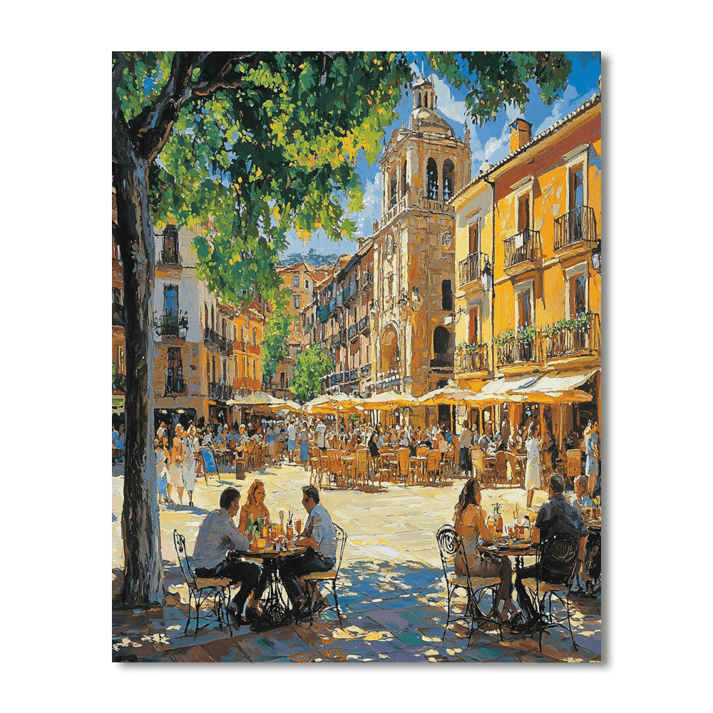 Pamplona's Plaza Del Castillo Numbered Painting Kits