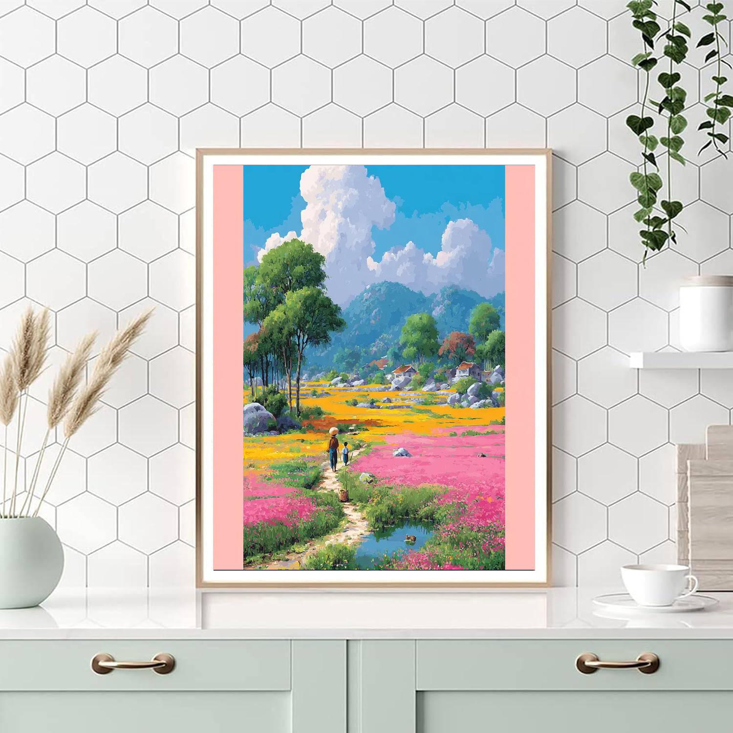 A Day In The Flower Field Painting Number Kit