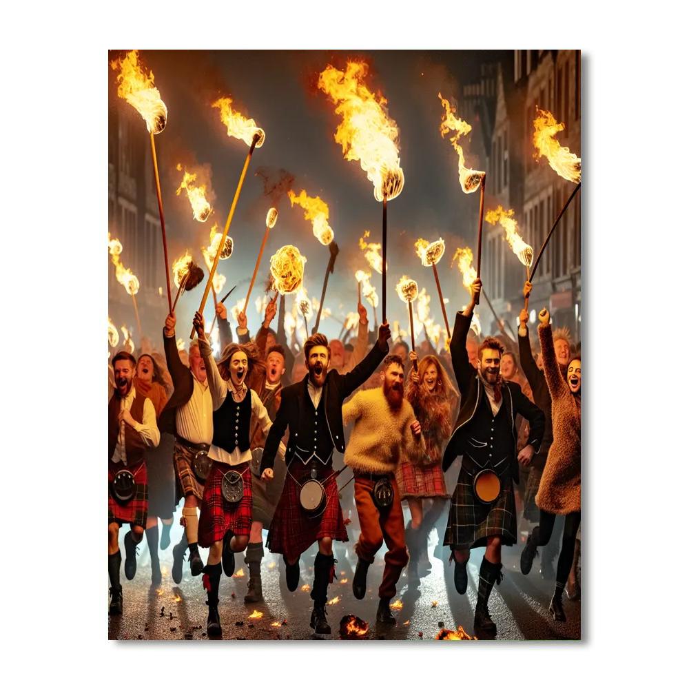 Hogmanay Fireball Ceremony - Scotland Painting By Numbers Kit