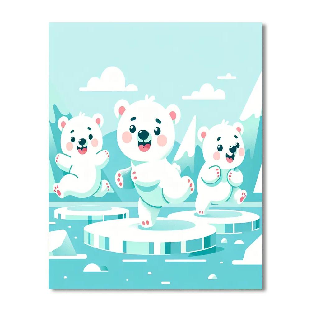 Pastel Polar Bear Playtime Number Painting
