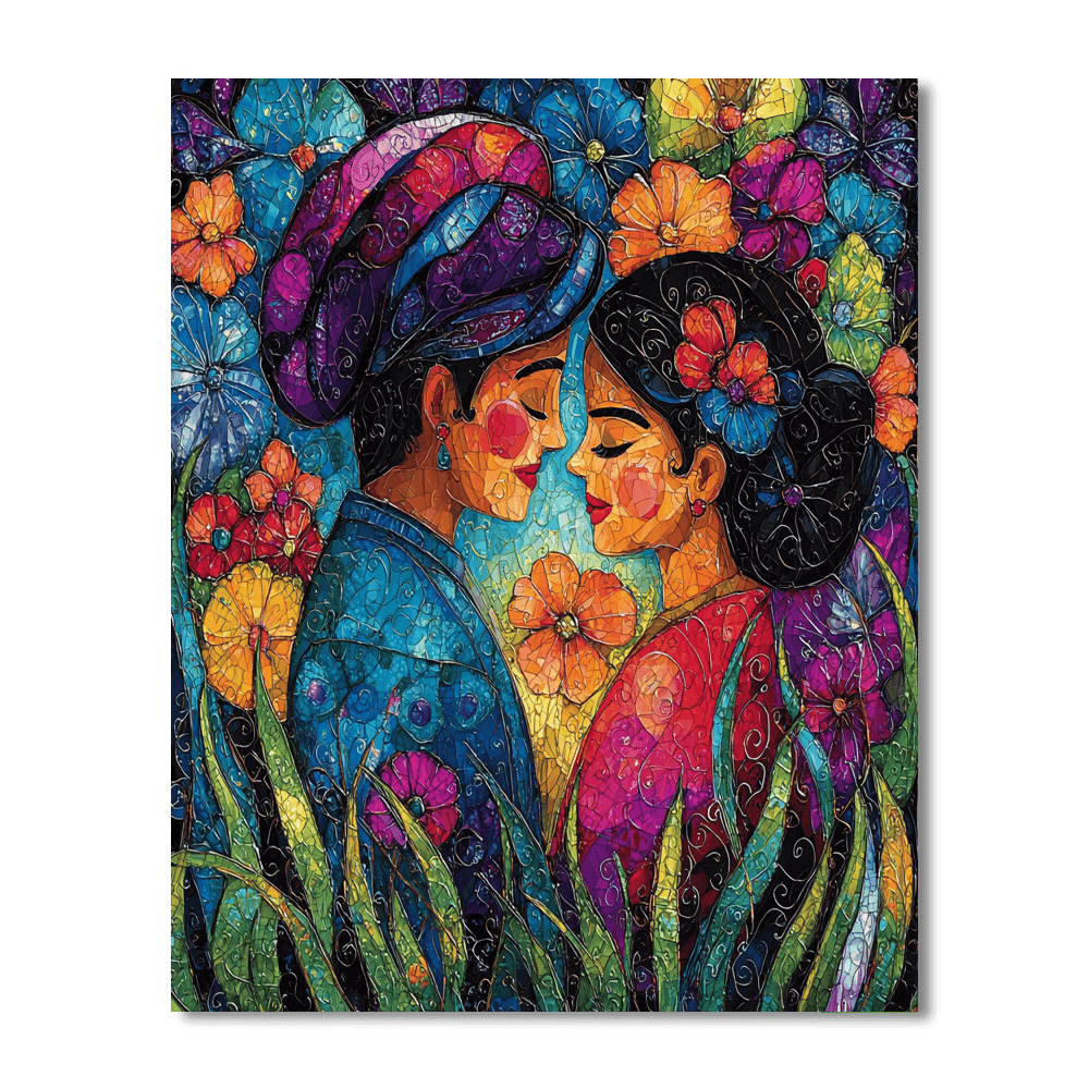 Kahlo Inspired Joyful Friendship  Number Painting