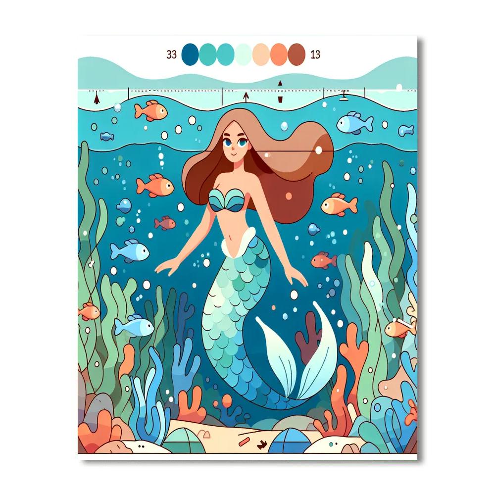 Underwater Mermaid Scene Paint By Numbers Art