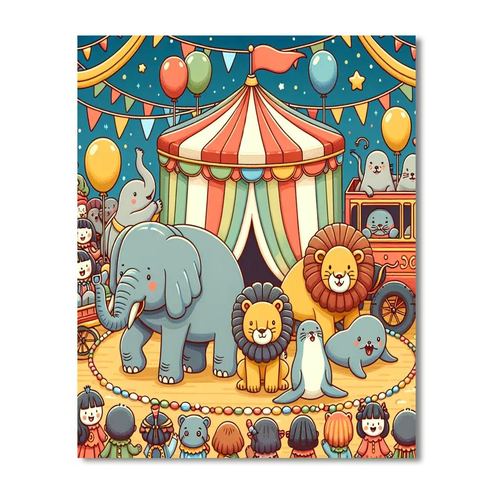 Circus Animals On Parade Painting Number Kit