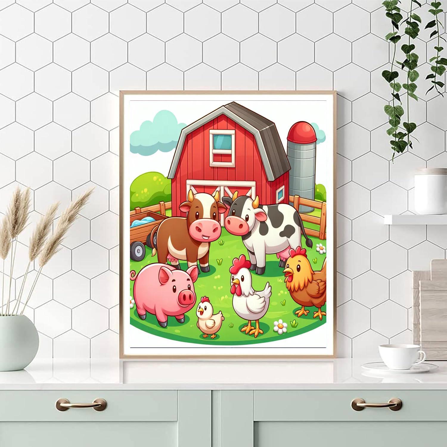 Happy Farmyard Animals Paint By Color