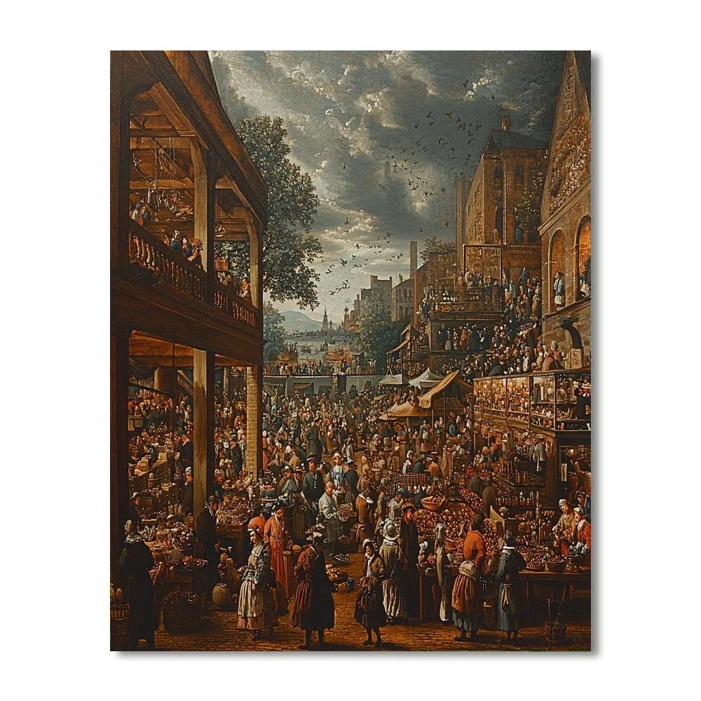 Hogarth Inspired Hogarth's Bustling Market  Number Painting