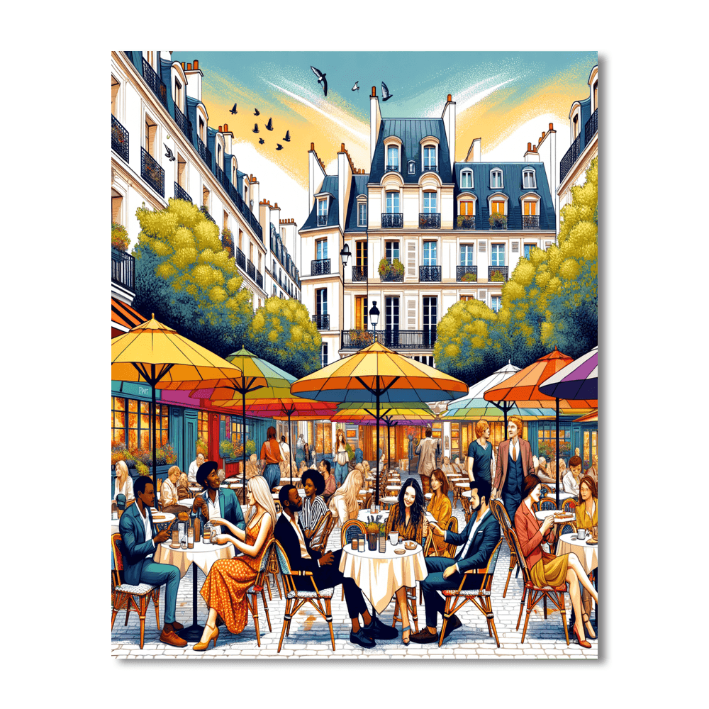 Café Scene In Paris Paint By Color