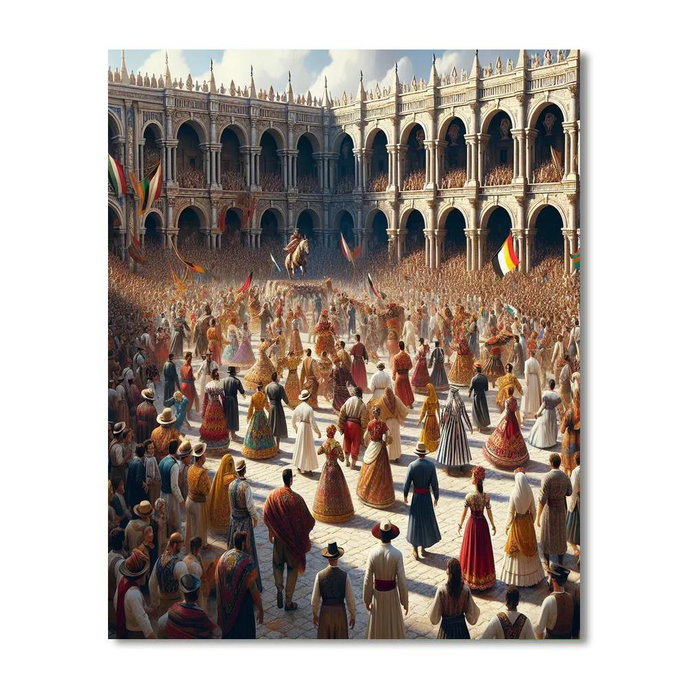 Renaissance Piazza Festivity Paint By Color