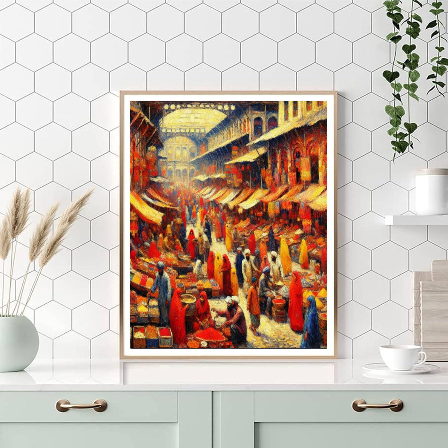 Lively Market Day Delight Paint By Numbers Art