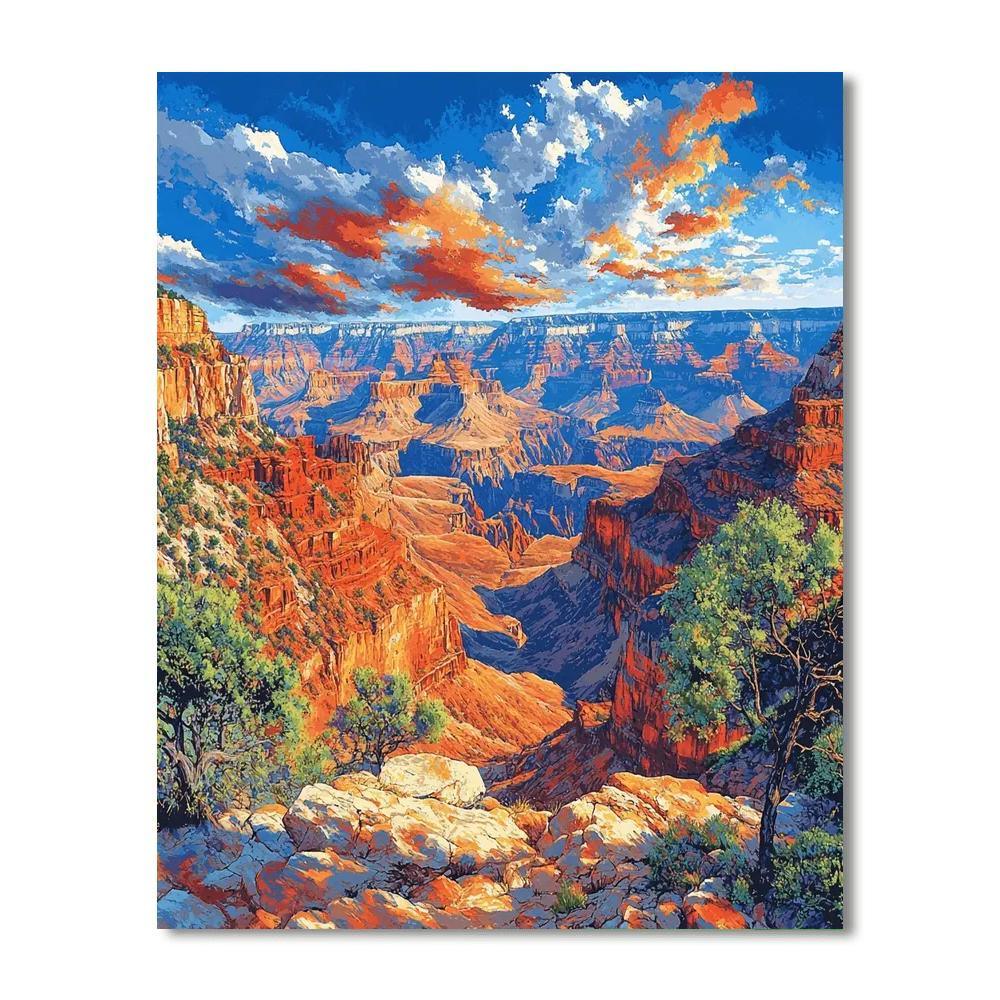 Traditional Landscape Art Style Inspired Majestic Canyon  Paint By Numbers Kits