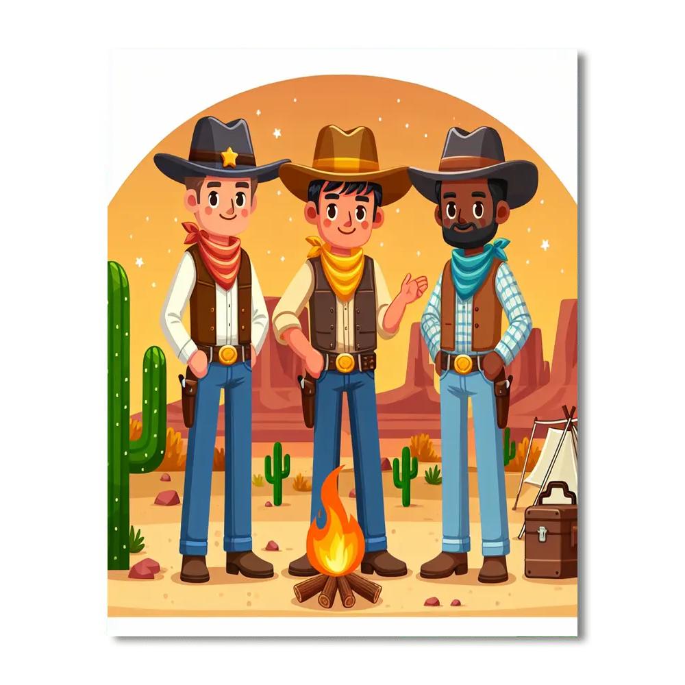 Wild West Cowboy Camp DIY Paint By Numbers