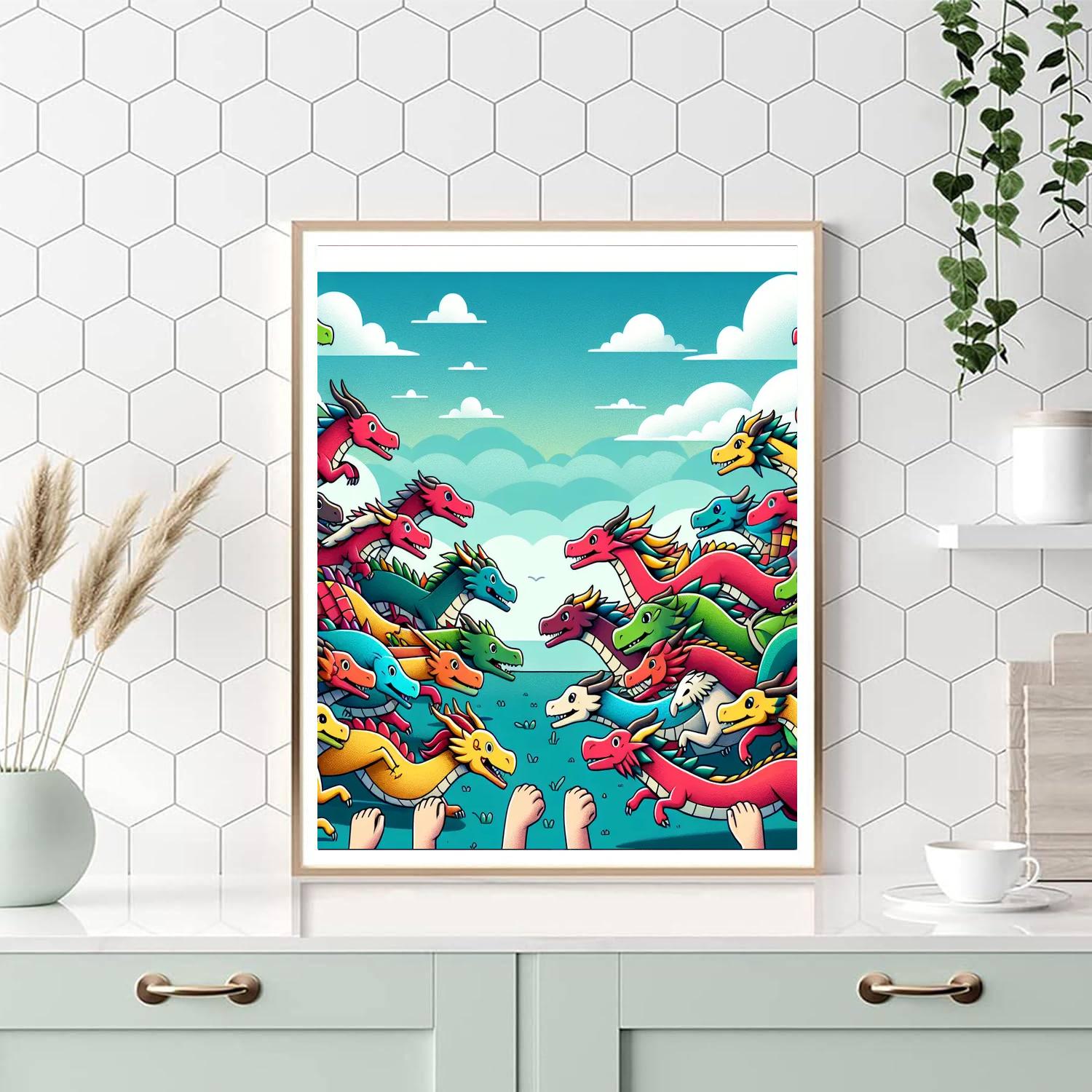 Colorful Dragon Race Painting By Numbers Kit