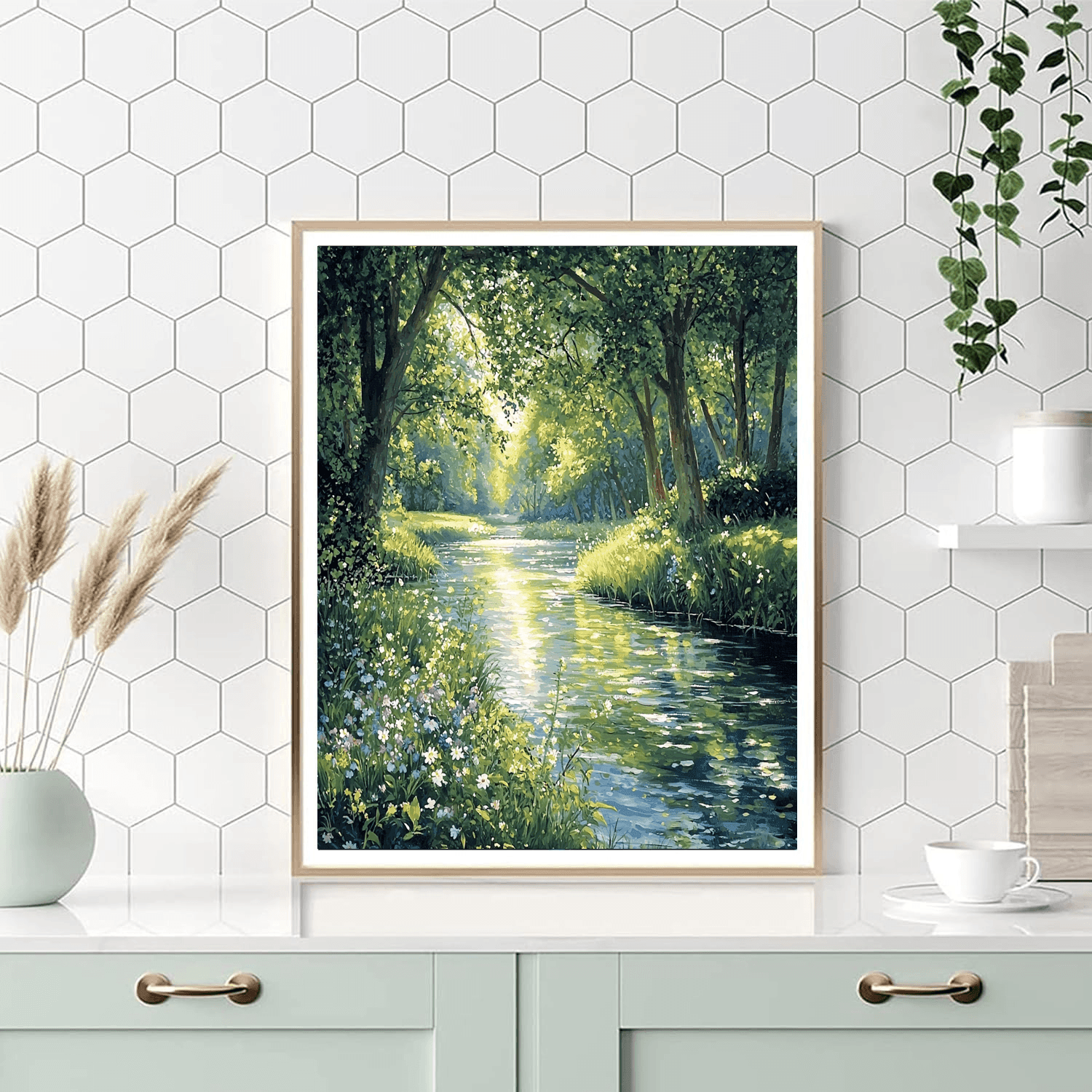 John Constable Inspired Tranquil Riverbank  Paint By Numbers Art