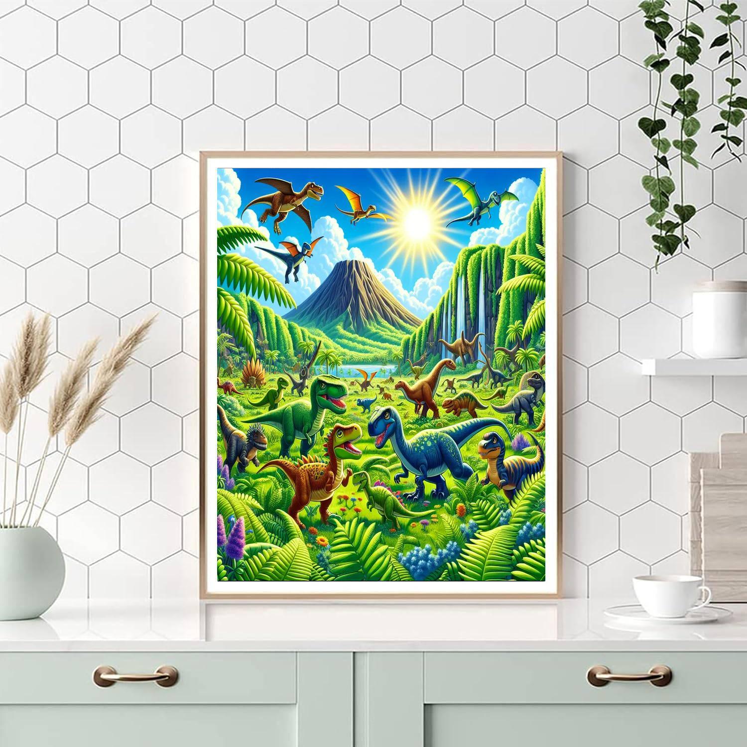 Dinosaurs In Jurassic Jungle Numbered Painting Kits