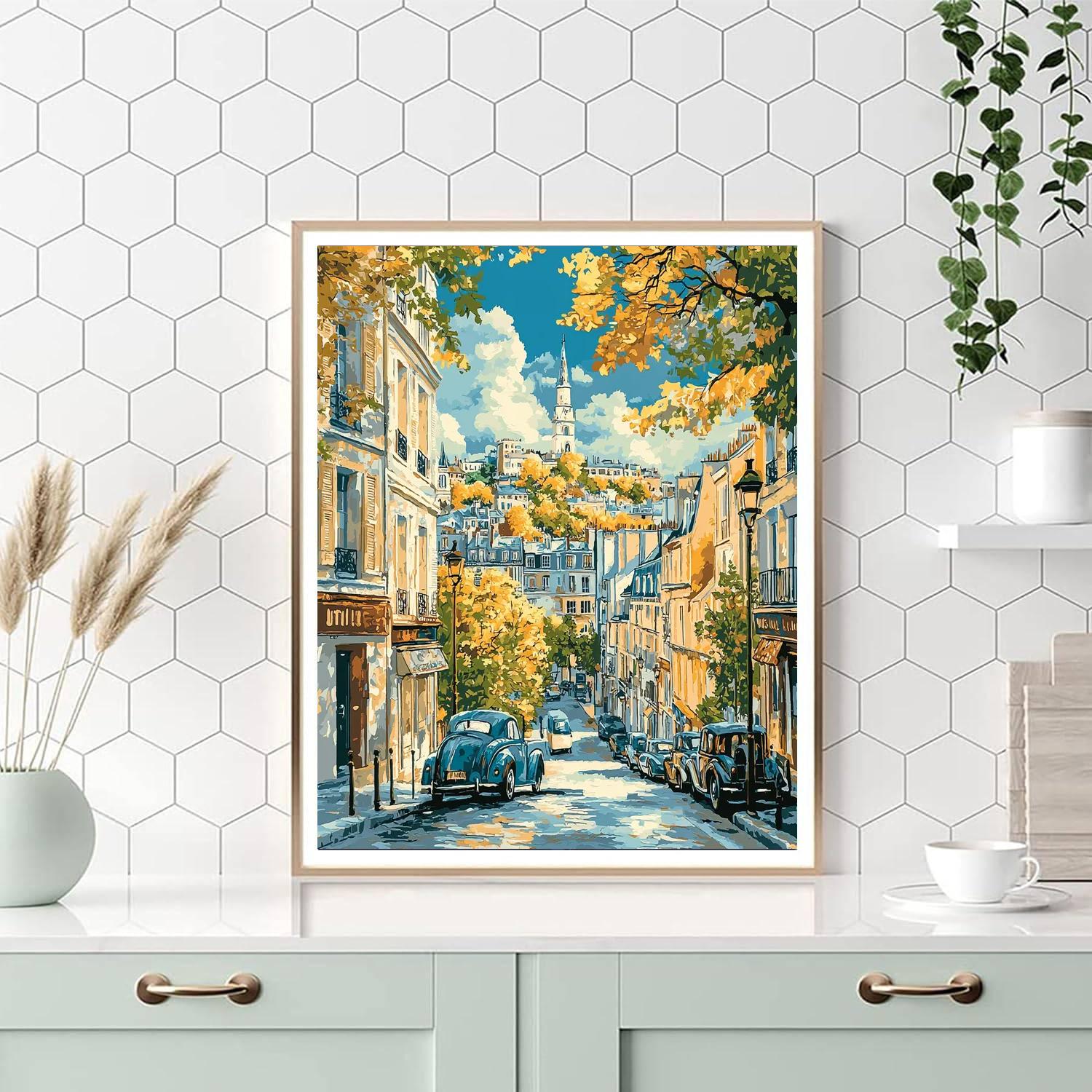 Maurice Utrillo Inspired Vintage Urban Romance  Number Painting