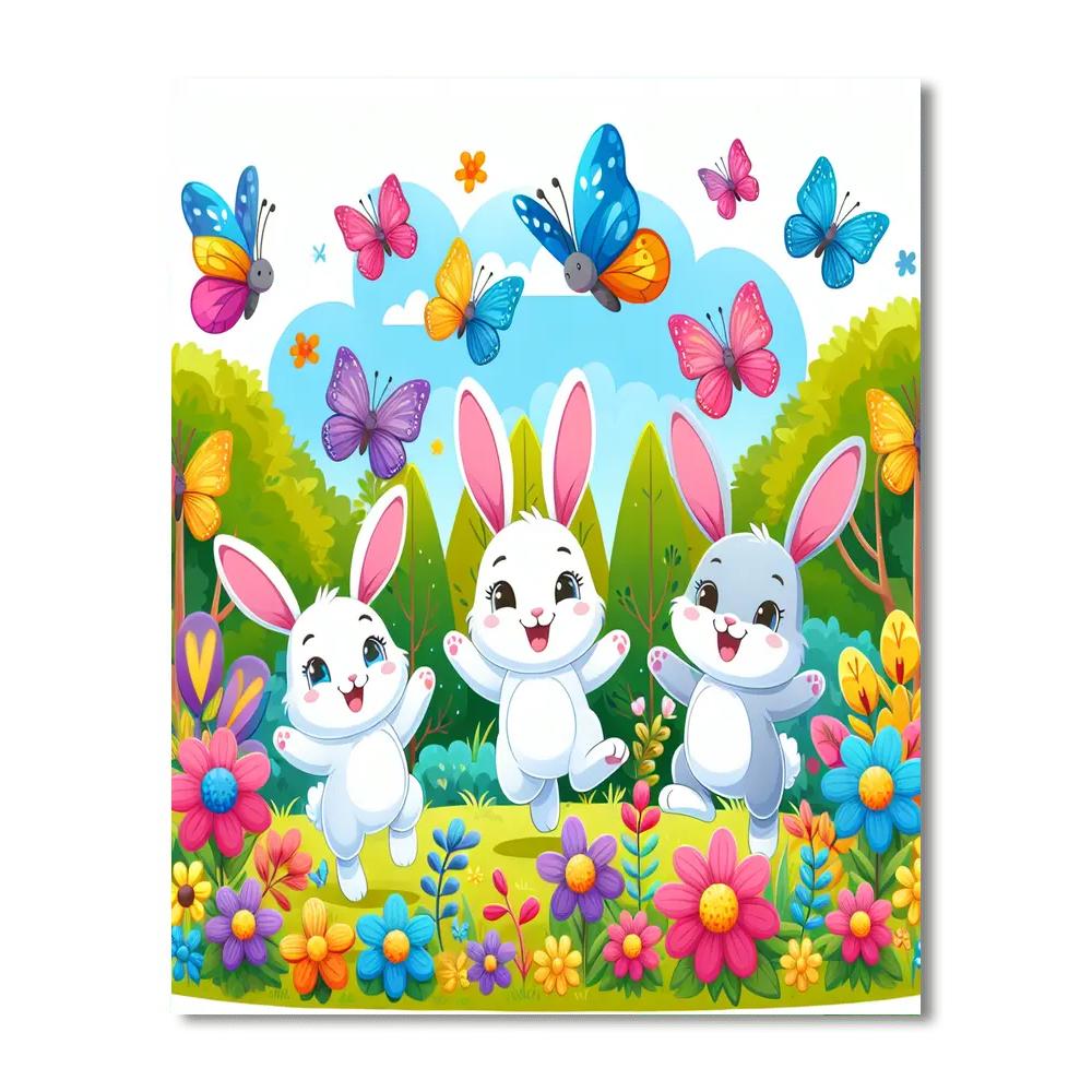 Cute Bunnies Paint By Numbers Art