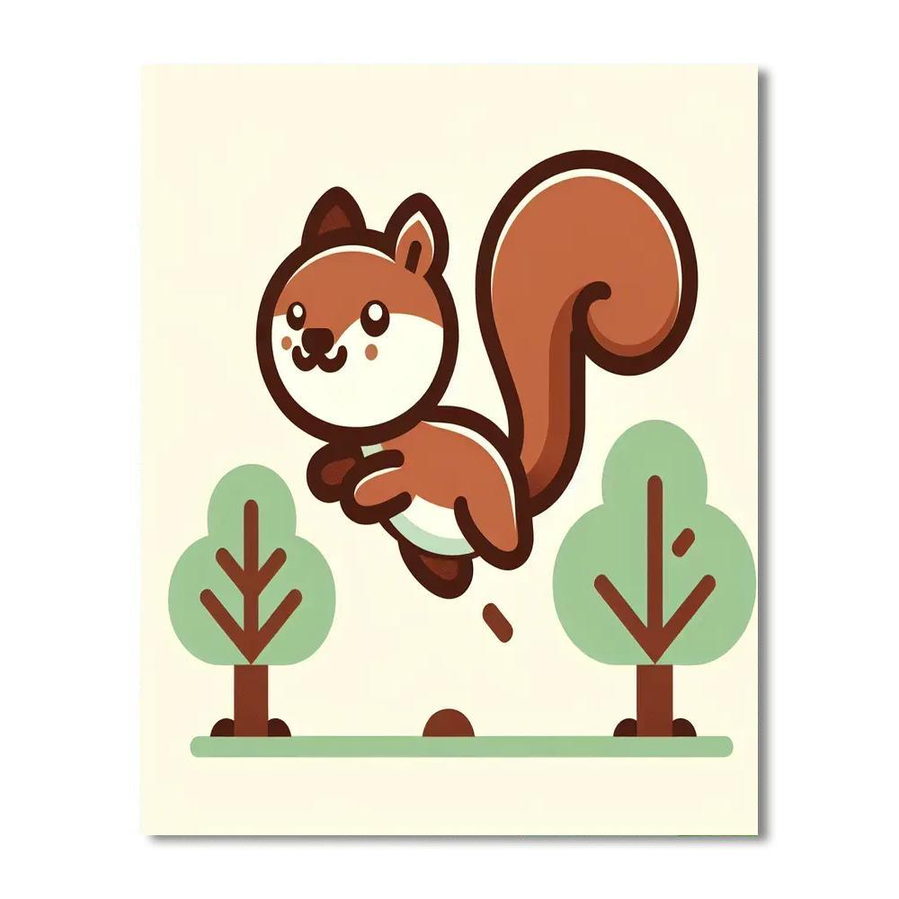 Spectacular Squirrel Sprint Number Painting