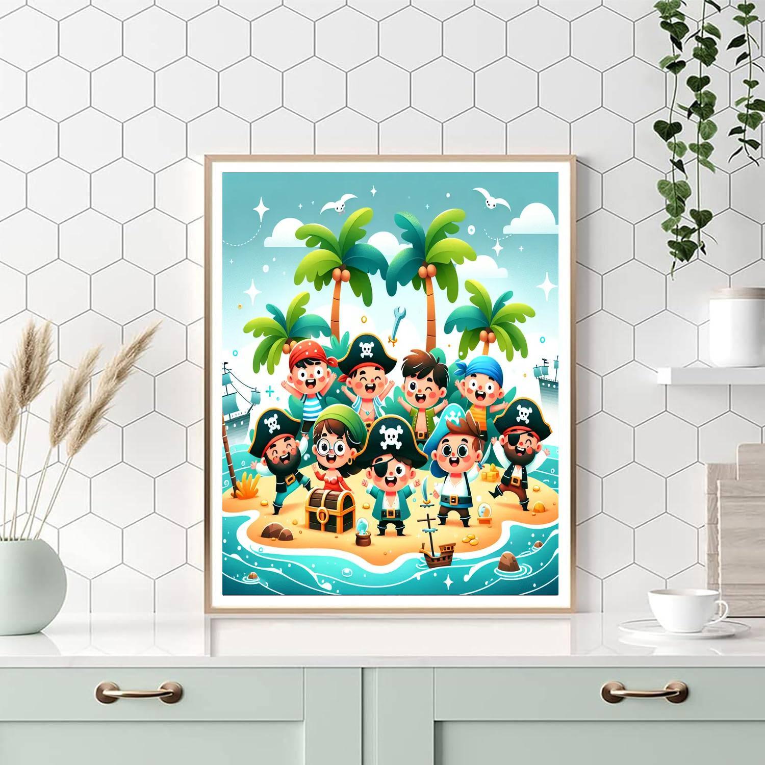 Pirate's Treasure Adventure Paint By Numbers Art