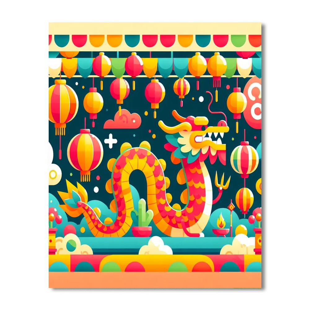 Mystic Chinese Dragon Dance Paint By Numbers Art