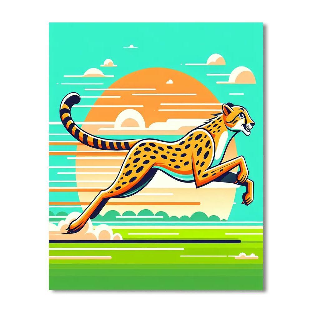 Sporty Cheetah Paint By Color