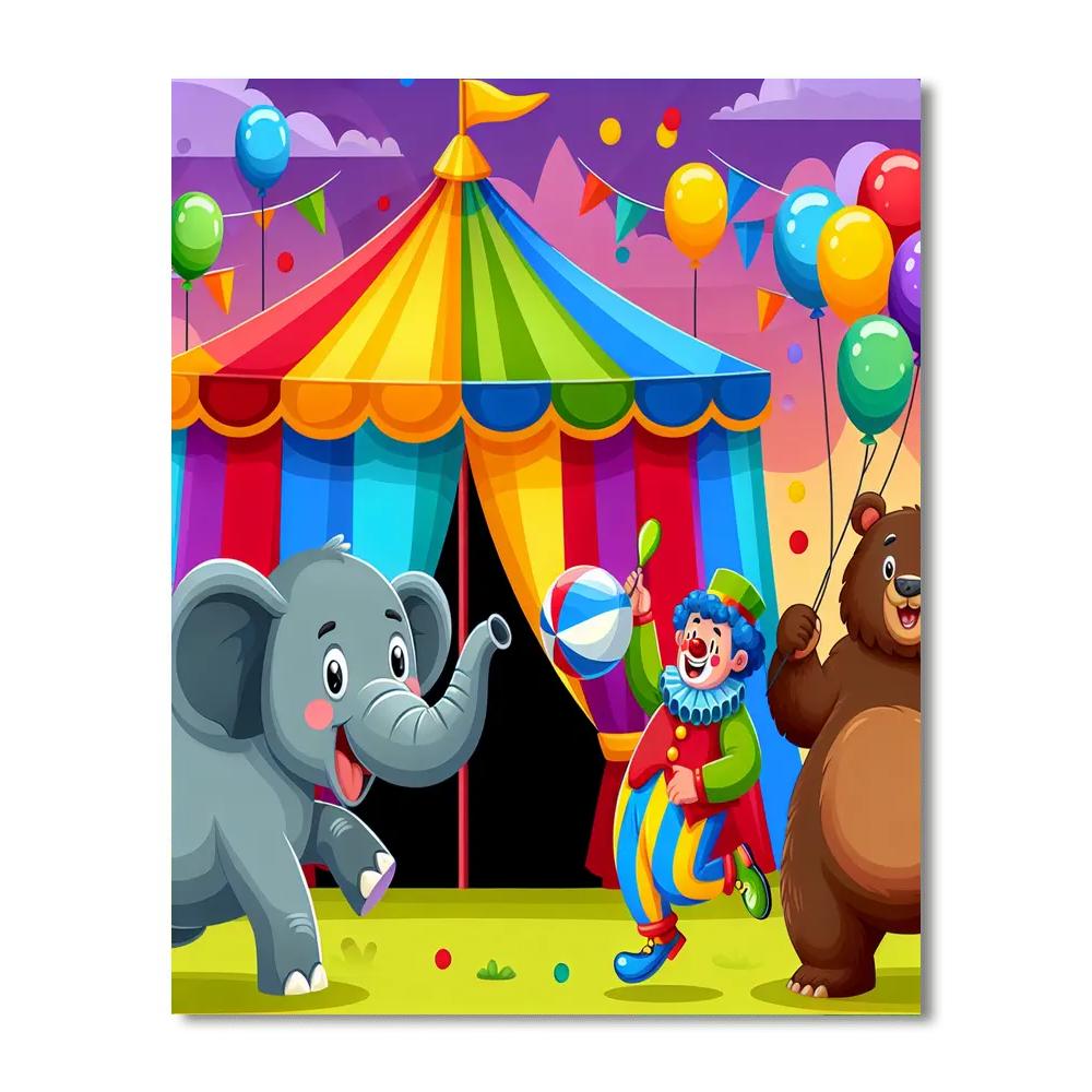 Delightful Circus Animals DIY Paint By Numbers