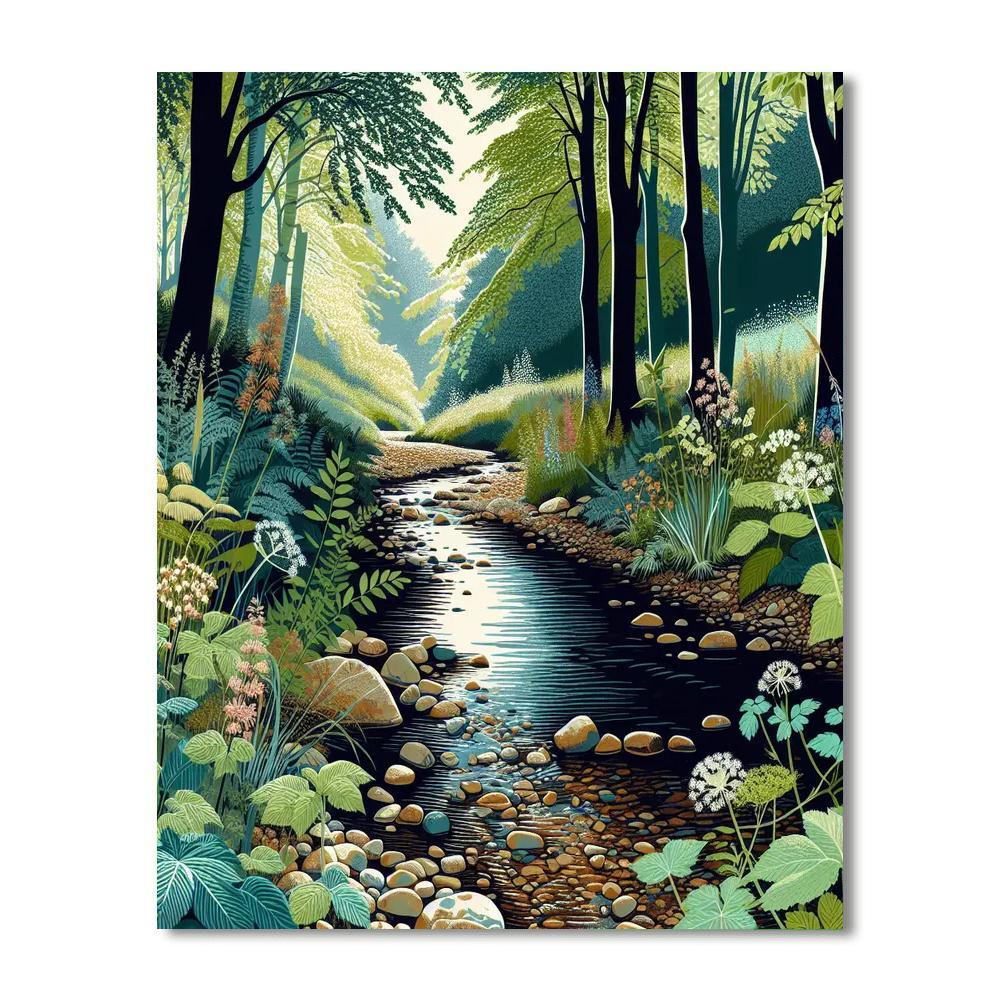 Gentle Woodland Brook DIY Paint By Numbers