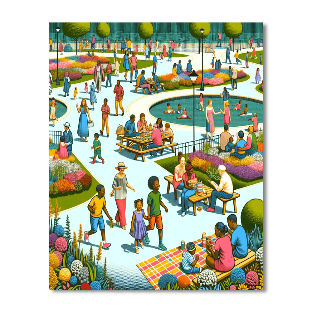 Colorful City Park Paint By Color