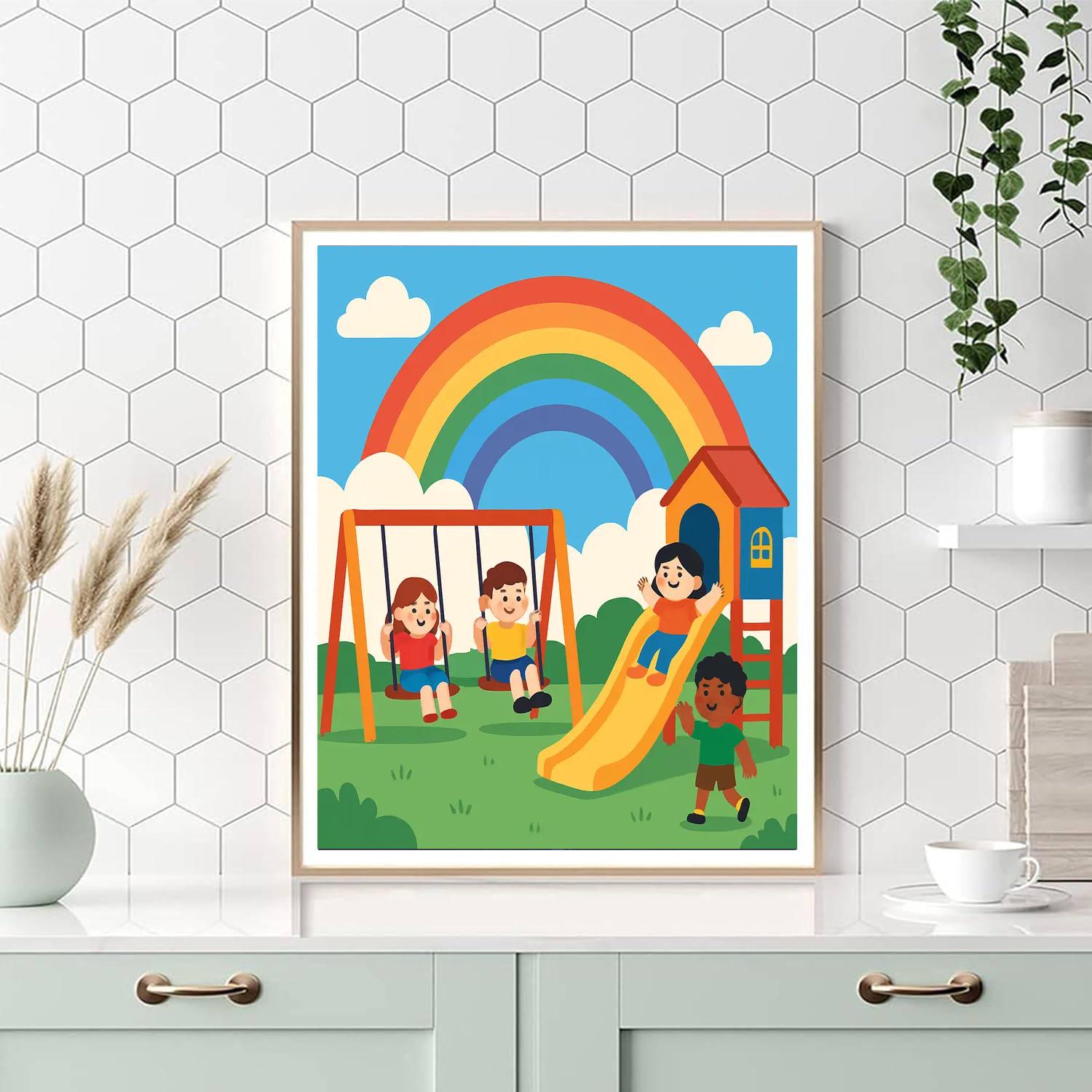 Happy Rainbow Playground DIY Paint By Numbers