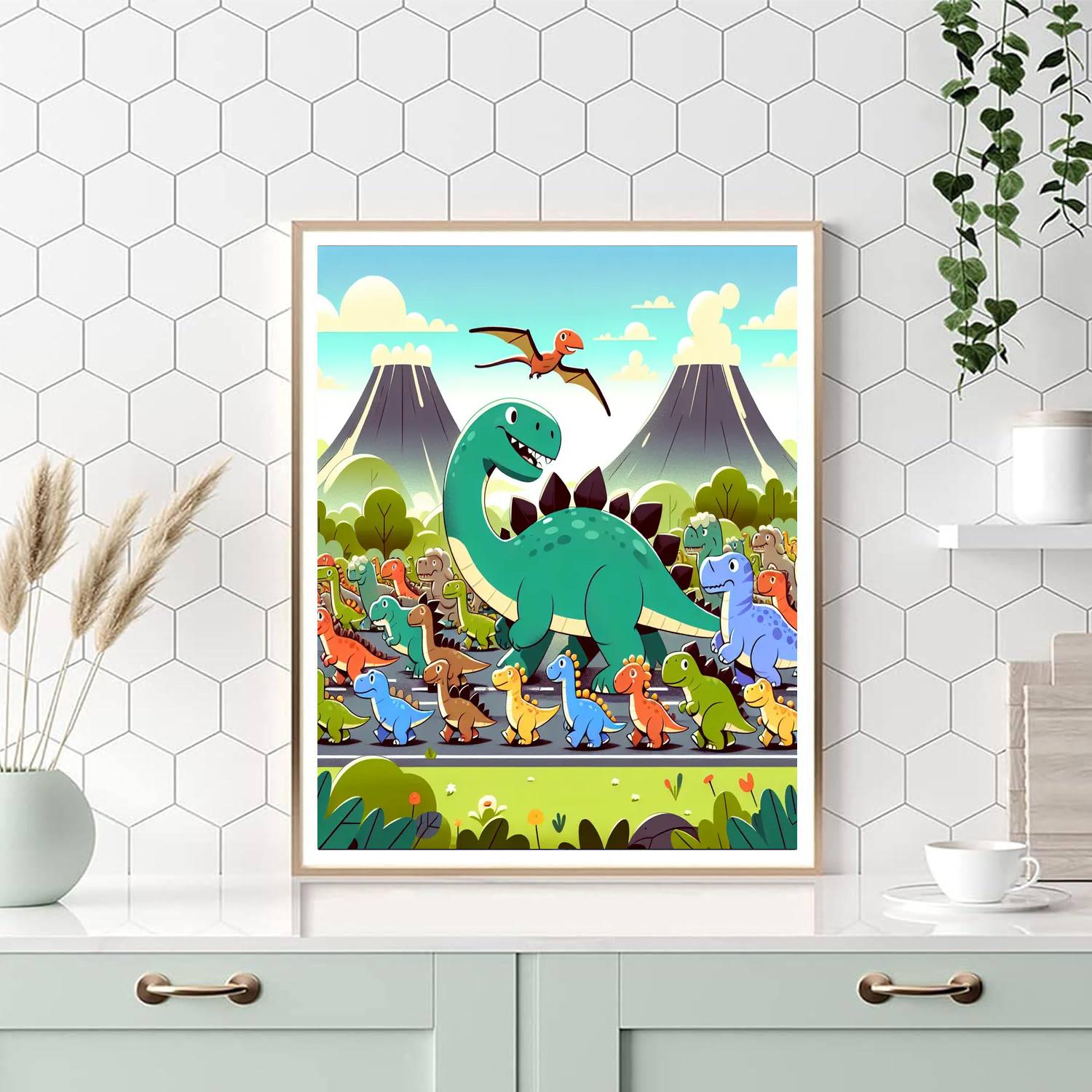 Dazzling Dinosaur Parade DIY Paint By Numbers