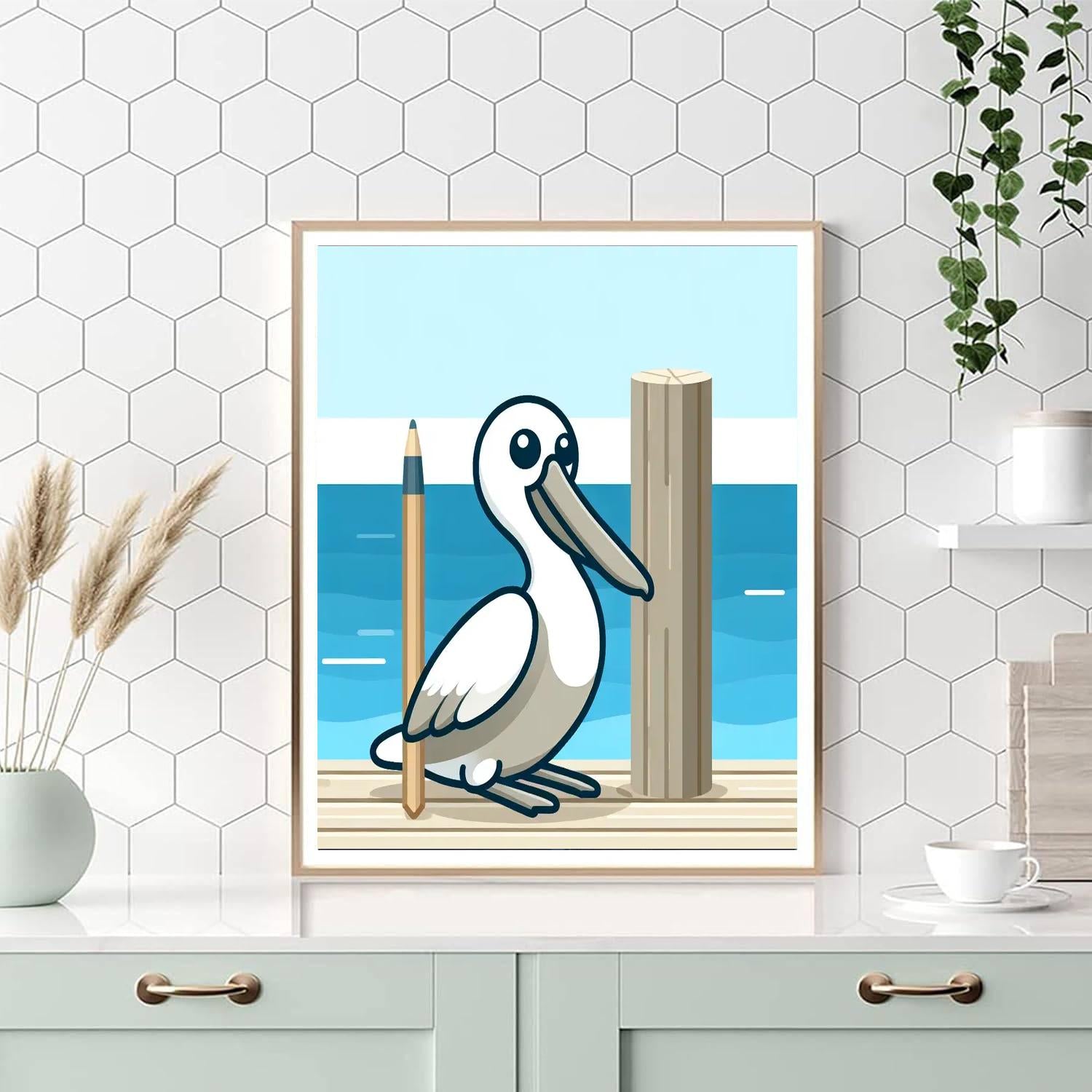 Pondering Pelican Paint By Numbers Art