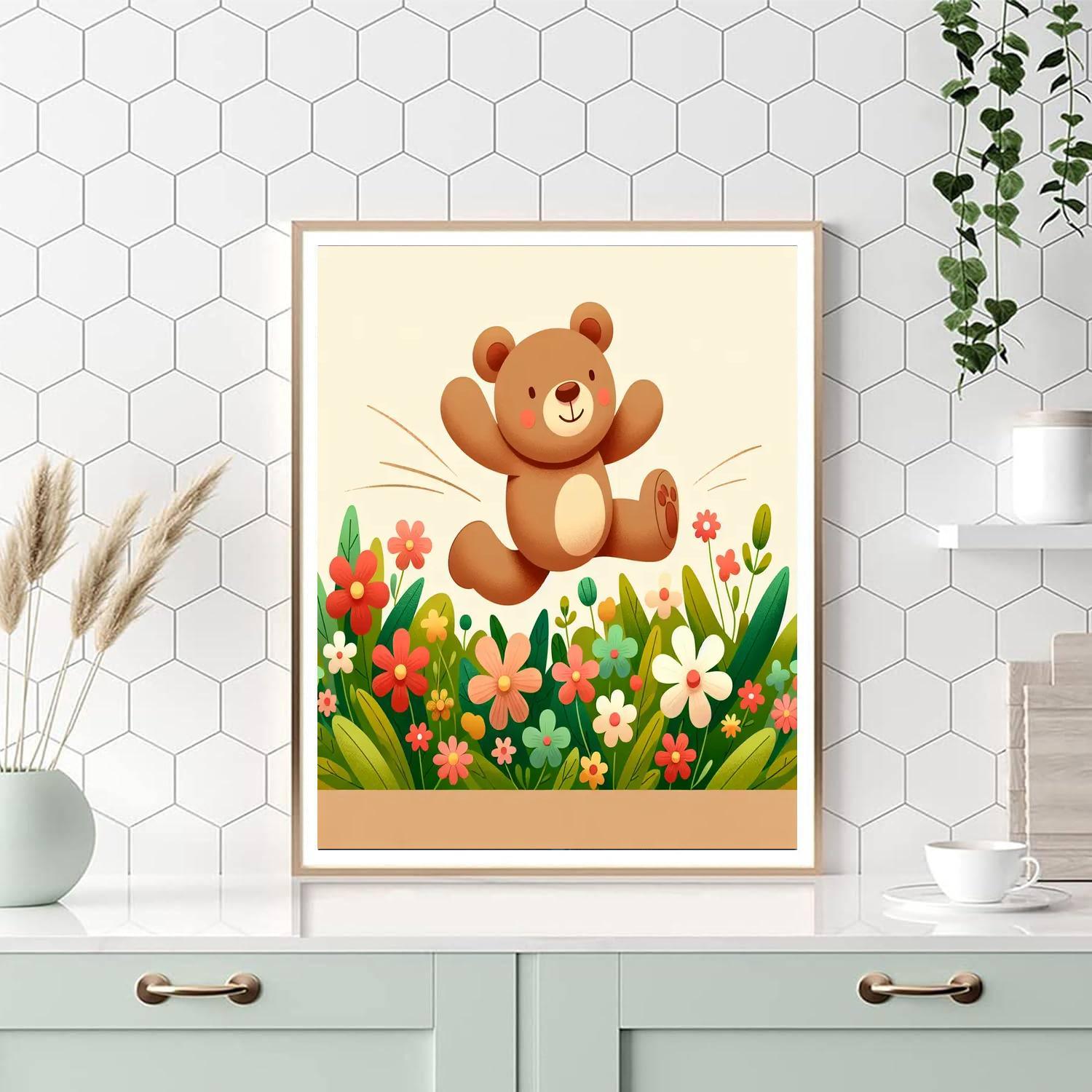 Bouncy Teddy Bear DIY Paint By Numbers
