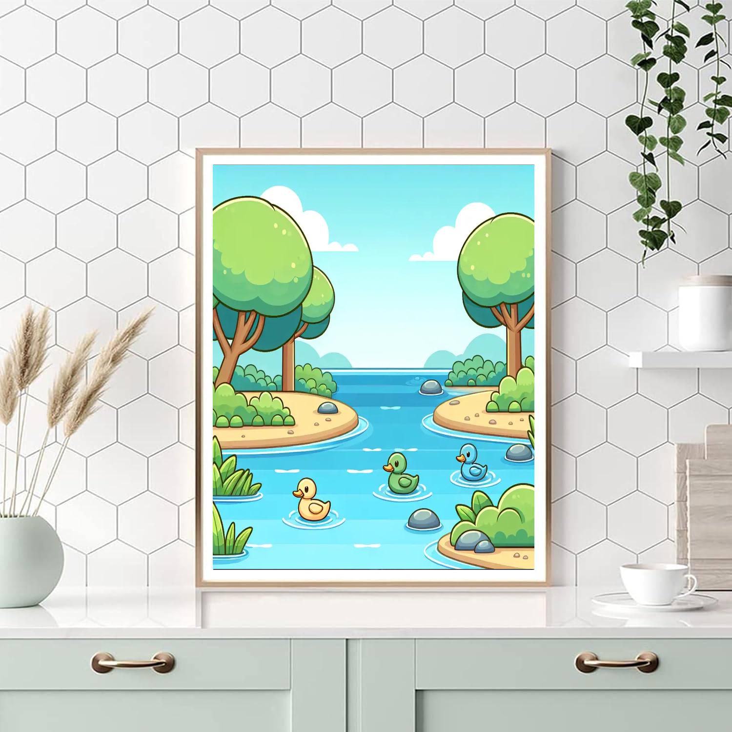 Peaceful Riverbank Scene Paint By Numbers Art