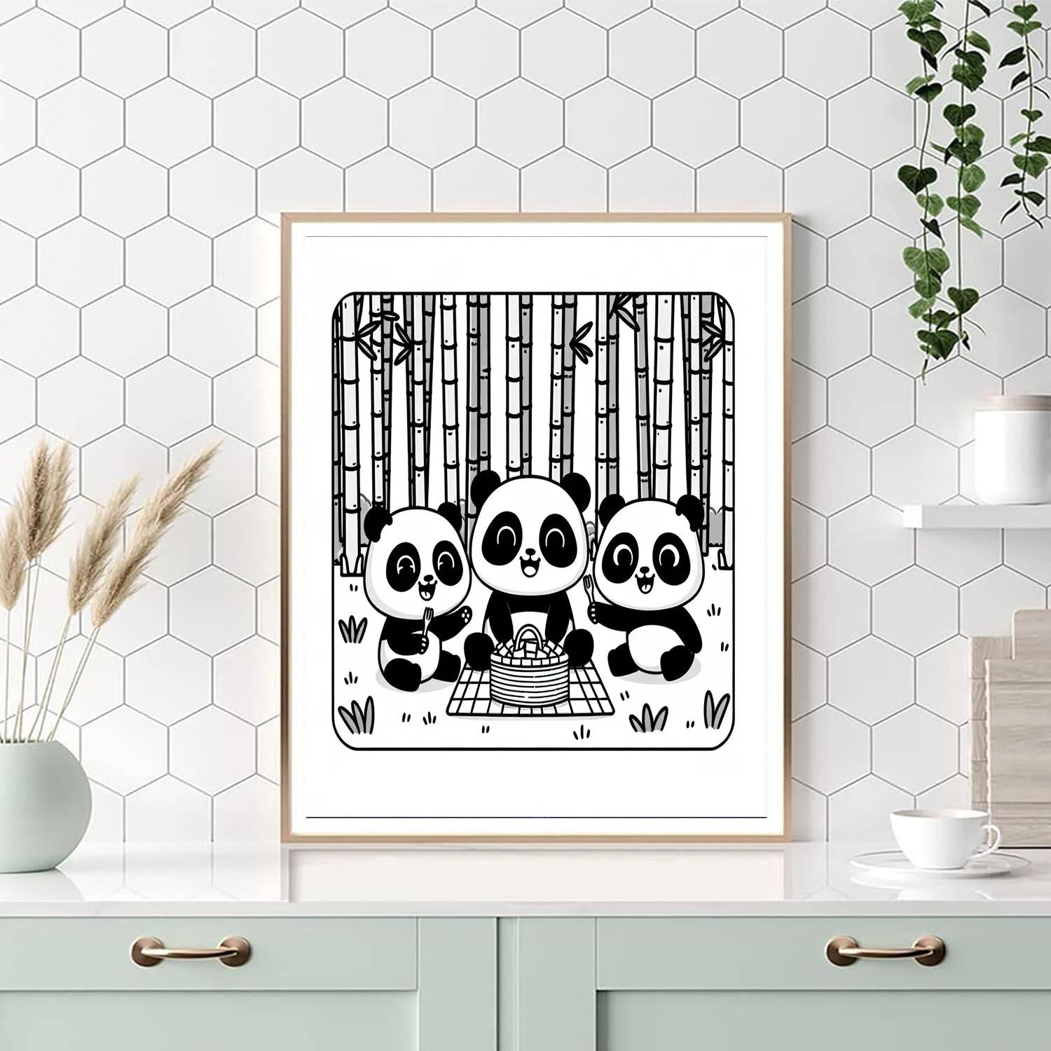 Majestic Panda Picnic Number Painting