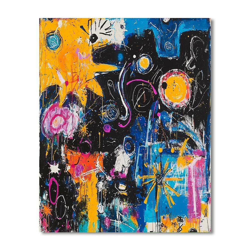Jean-Michel Basquiat Inspired Cosmic Fragments  Numbered Painting Kits
