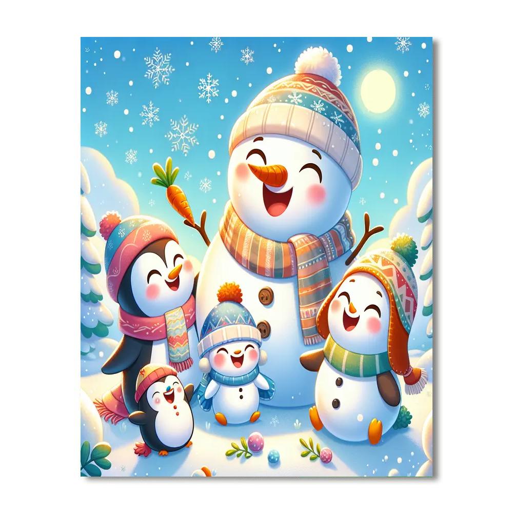 Giggling Snowman Family Numbered Painting Kits