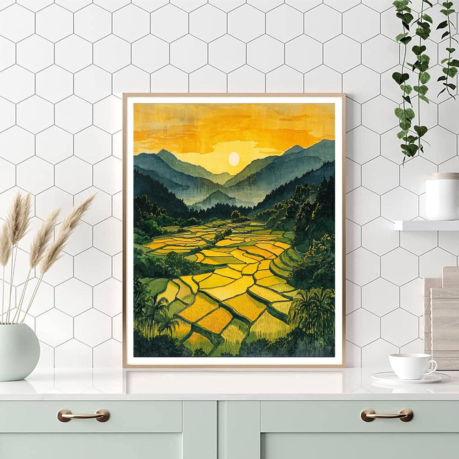 Utagawa Hiroshige Inspired Fields Of Harmony  Paint By Numbers Art