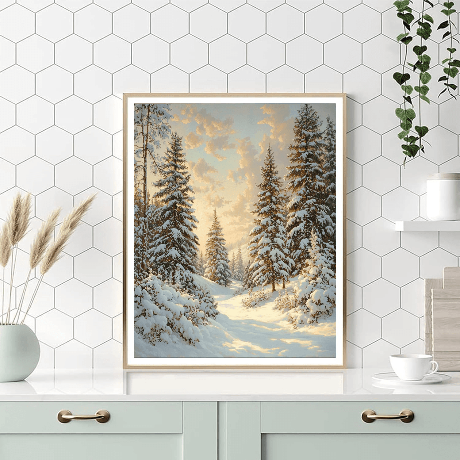 Caspar David Friedrich Inspired Winter Forest Retreat  Numbered Painting Kits