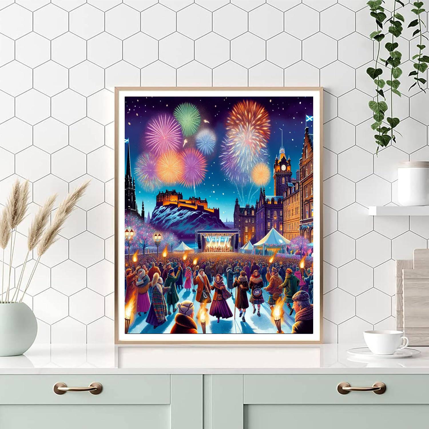 Hogmanay New Year's Eve - Edinburgh, Scotland Number Painting