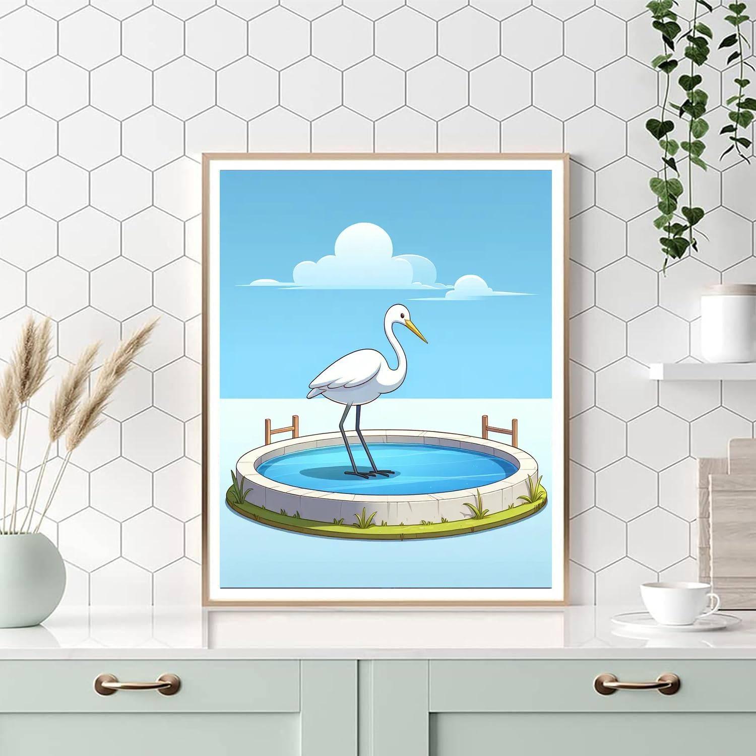 Elegant Egret Painting By Numbers Kit
