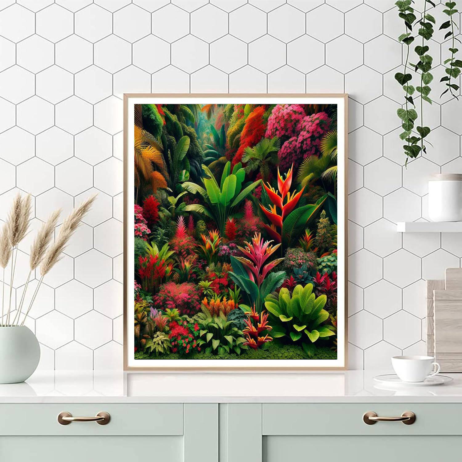 Vibrant Tropical Garden Numbered Painting Kits