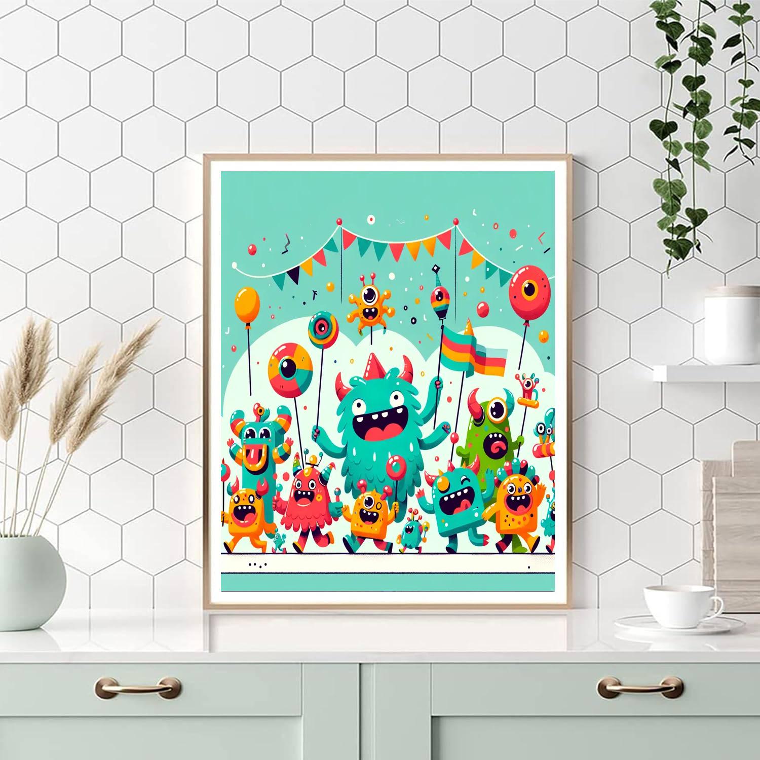 Playful Monster Parade Painting By Numbers Kit