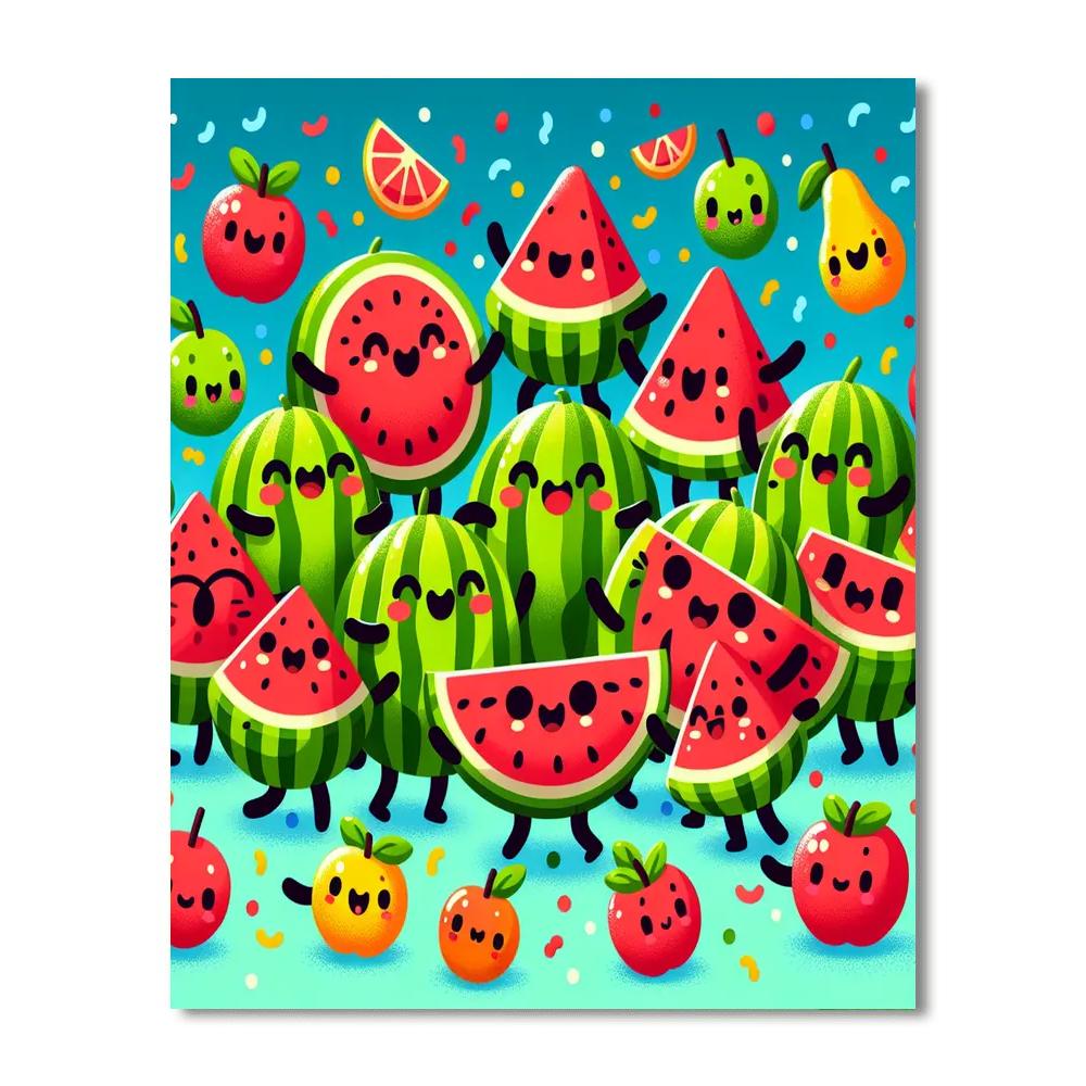 Dancing Watermelon Party Painting By Numbers Kit