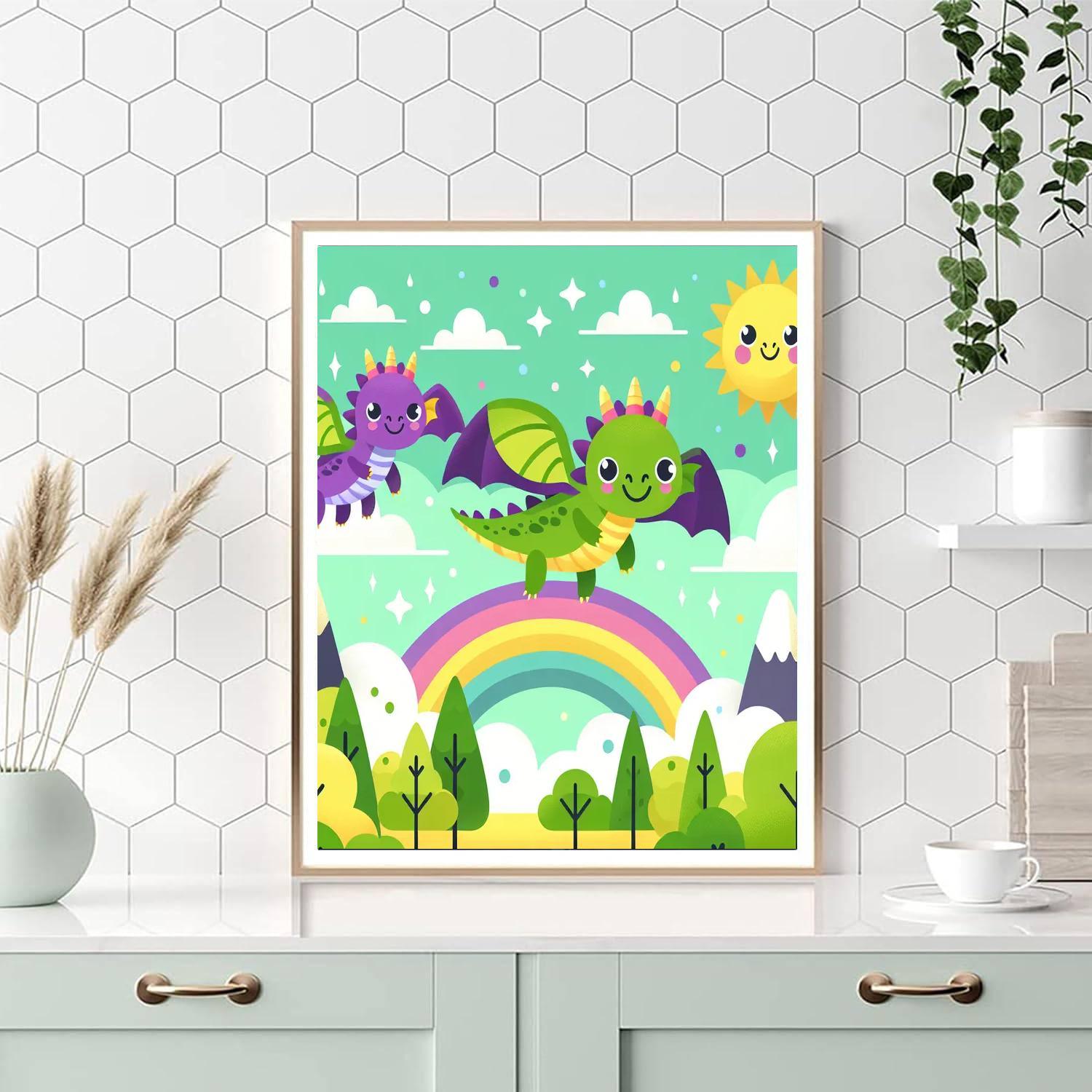 Playful Dragon Friends DIY Paint By Numbers